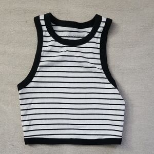 Aeropostale Black and White Striped Tank Top